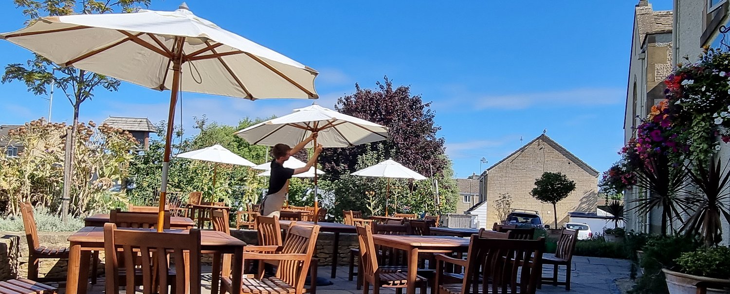 The terrace at The Priory, Tetbury